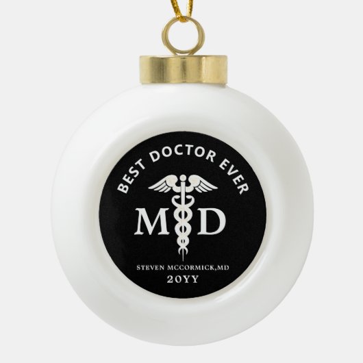 Gepersonaliseerde Medisch Arts Professionele Kerst Keramische Bal Ornament (Voorkant)
