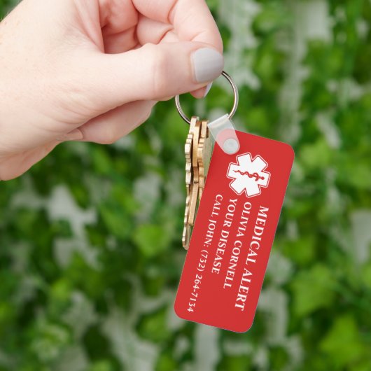 Gepersonaliseerde medische alarm medische informat sleutelhanger (Hand)