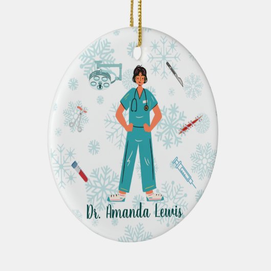 Gepersonaliseerde medische arts, chirurgische kers keramisch ornament (Rechts)