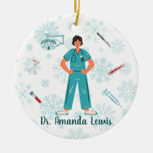 Gepersonaliseerde medische arts, chirurgische kers keramisch ornament