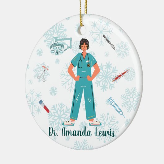 Gepersonaliseerde medische arts, chirurgische kers keramisch ornament (Links)