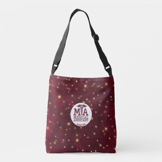 Gepersonaliseerde medische assistent Burgundy Crossbody Tas (Achterkant)