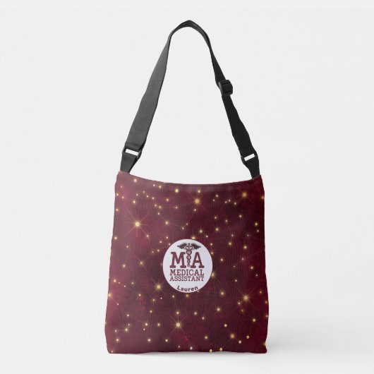 Gepersonaliseerde medische assistent Burgundy Crossbody Tas (Voorkant)