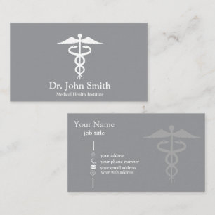 Gepersonaliseerde Medische Caduceus Zwart Visitekaartje
