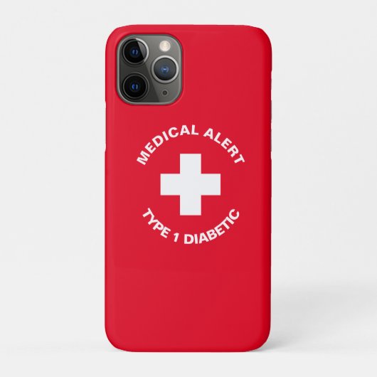 Gepersonaliseerde medische waarschuwing Diabetisch Case-Mate iPhone Case (Achterkant)