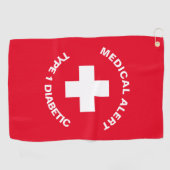 Gepersonaliseerde medische waarschuwing Diabetisch Golfhanddoek (Horizontaal)