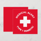 Gepersonaliseerde medische waarschuwing Diabetisch Kaart (Voorkant / Achterkant)