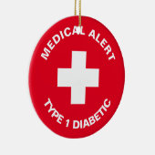 Gepersonaliseerde medische waarschuwing Diabetisch Keramisch Ornament (Rechts)