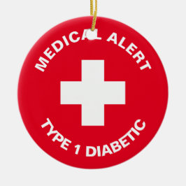 Gepersonaliseerde medische waarschuwing Diabetisch Keramisch Ornament