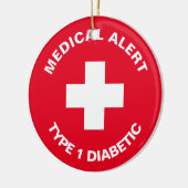 Gepersonaliseerde medische waarschuwing Diabetisch Keramisch Ornament (Links)