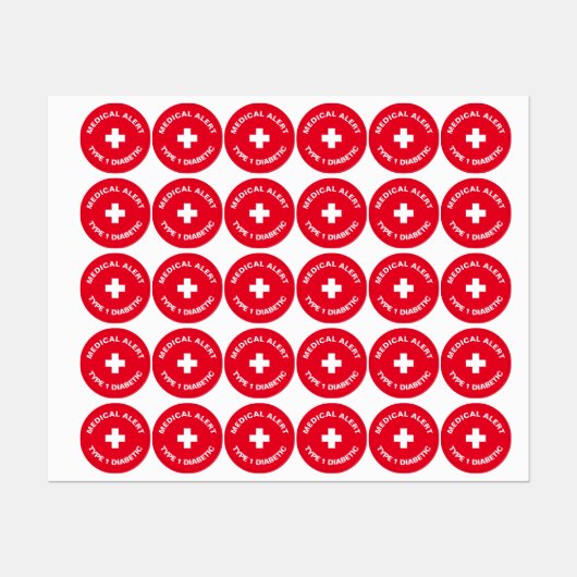 Gepersonaliseerde medische waarschuwing Diabetisch Labels (Vel)