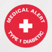 Gepersonaliseerde medische waarschuwing Diabetisch Labels (Design 1)