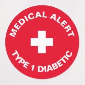 Gepersonaliseerde medische waarschuwing Diabetisch Labels (Design 2)