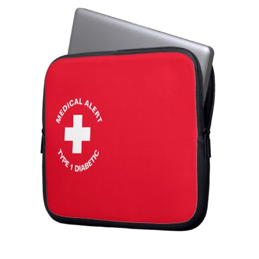 Gepersonaliseerde medische waarschuwing Diabetisch Laptop Sleeve (Voorkant Links)