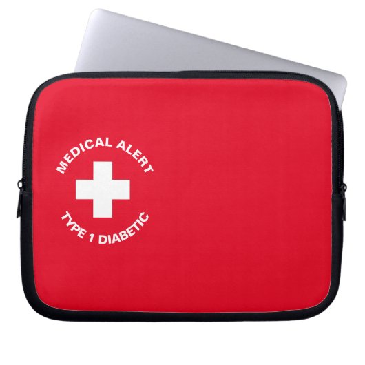 Gepersonaliseerde medische waarschuwing Diabetisch Laptop Sleeve (Voorkant)