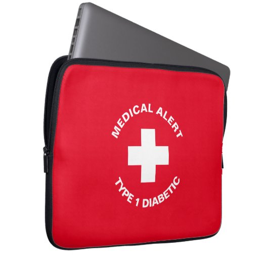 Gepersonaliseerde medische waarschuwing Diabetisch Laptop Sleeve (Voorkant Rechts)