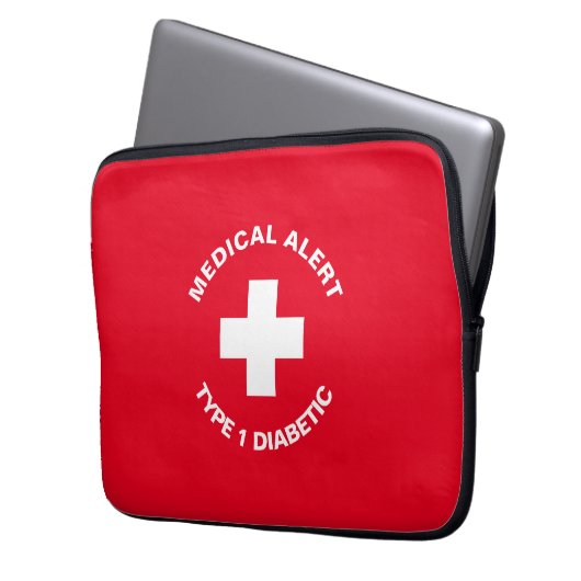 Gepersonaliseerde medische waarschuwing Diabetisch Laptop Sleeve (Voorkant Links)