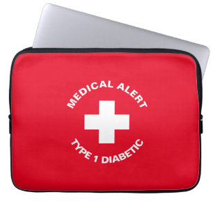 Gepersonaliseerde medische waarschuwing Diabetisch Laptop Sleeve