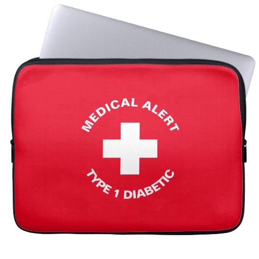 Gepersonaliseerde medische waarschuwing Diabetisch Laptop Sleeve (Voorkant)