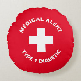 Gepersonaliseerde medische waarschuwing Diabetisch Rond Kussen