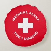 Gepersonaliseerde medische waarschuwing Diabetisch Rond Kussen (Achterkant)