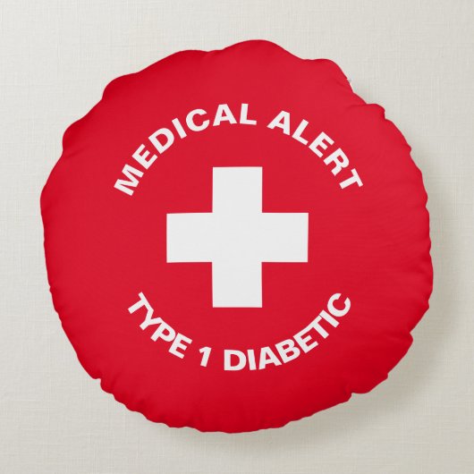 Gepersonaliseerde medische waarschuwing Diabetisch Rond Kussen (Achterkant)