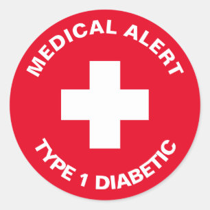 Gepersonaliseerde medische waarschuwing Diabetisch Ronde Sticker