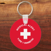 Gepersonaliseerde medische waarschuwing Diabetisch Sleutelhanger (Voorkant)