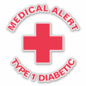 Gepersonaliseerde medische waarschuwing Diabetisch Sticker (Voorkant)