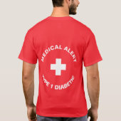 Gepersonaliseerde medische waarschuwing Diabetisch T-shirt (Achterkant)