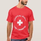 Gepersonaliseerde medische waarschuwing Diabetisch T-shirt (Voorkant)