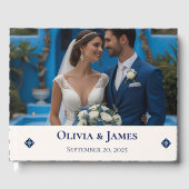 Gepersonaliseerde Mediterraan Blauw Tegel bruiloft Gastenboek (Voorkant)