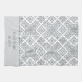 Gepersonaliseerde Mediterraans Grijs Wit Tegel Pri Theedoek (Horizontaal)