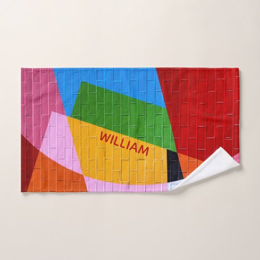 Gepersonaliseerde meerkleurige kleuren en vormen handdoek (Handdoek)