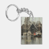 Gepersonaliseerde meerkleurige zeilboten sleutelhanger (Voorkant Links)