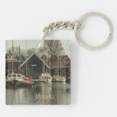 Gepersonaliseerde meerkleurige zeilboten sleutelhanger (Achterkant)