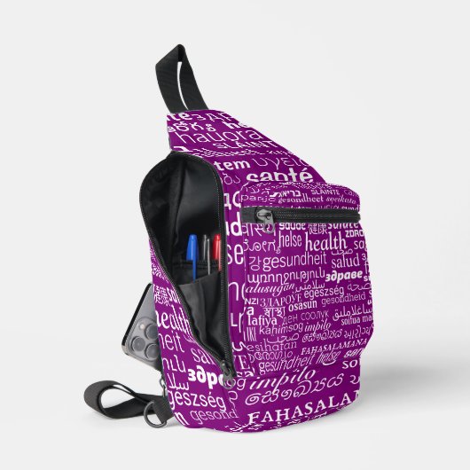 Gepersonaliseerde meertalige gezondheidstekst uw k sling bag (Open)