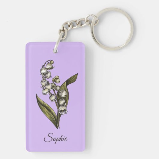 Gepersonaliseerde mei Geboorte Bloem Lelie Sleutel Sleutelhanger (achterkant)