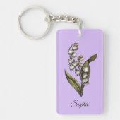 Gepersonaliseerde mei Geboorte Bloem Lelie Sleutel Sleutelhanger (Voorkant)