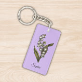Gepersonaliseerde mei Geboorte Bloem Lelie Sleutel Sleutelhanger