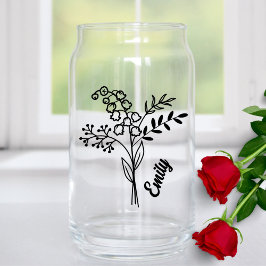 Gepersonaliseerde mei Geboorte Bloem Lelie van de Blikvorm Glas