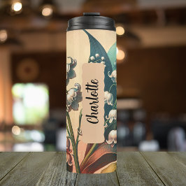 Gepersonaliseerde mei Geboorte Bloem Lelie van de  Thermosbeker