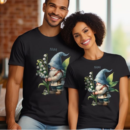 Gepersonaliseerde mei Geboortemaand Tuin Gnoom T-shirt