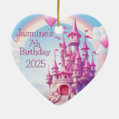 Gepersonaliseerde Meisje 7e Verjaardag Foto Hart G Keramisch Ornament (Achterkant)