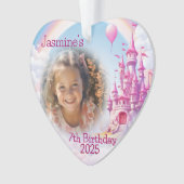 Gepersonaliseerde Meisje 7e Verjaardag Foto Hart G Ornament (voorkant)