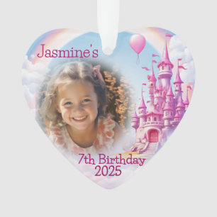 Gepersonaliseerde Meisje 7e Verjaardag Foto Hart G Ornament