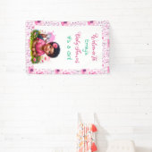 Gepersonaliseerde Meisje Bloemen Baby shower Welko Spandoek (Insitu)