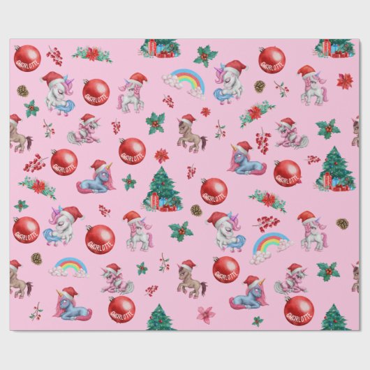 Gepersonaliseerde Meisje Kerst Wrapping Papier Een (Vlak)