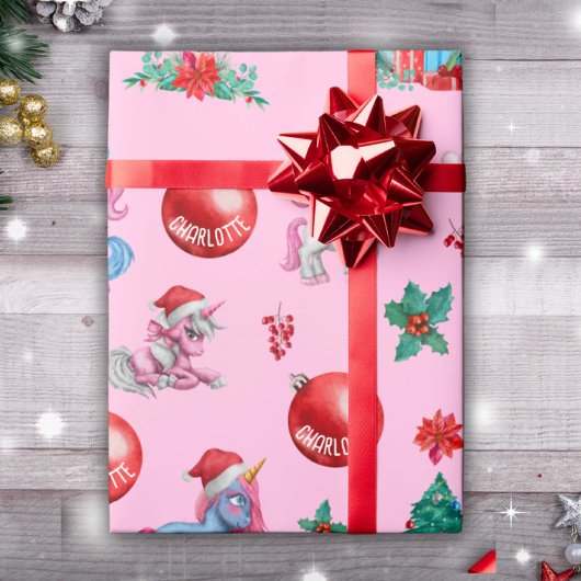 Gepersonaliseerde Meisje Kerst Wrapping Papier Een