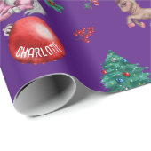 Gepersonaliseerde Meisje Kerst Wrapping Papier Een (Rol Hoek)